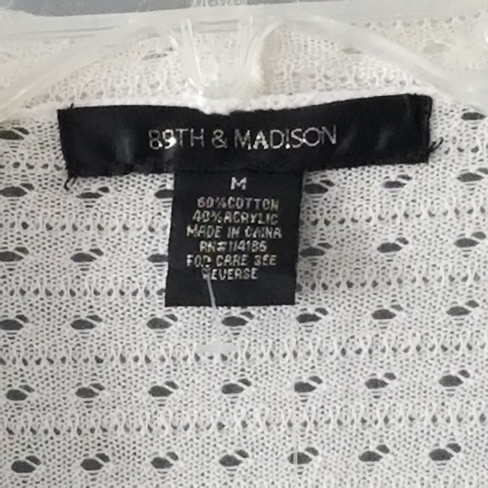 39th & Madison Womens White Knit Open Front Cartigan Sweater Size Medium - Picture 7 of 8